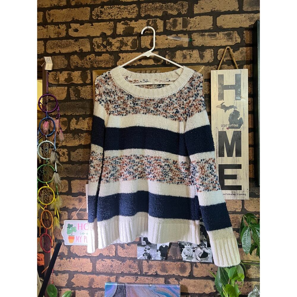 Size Medium Maurice Blue Pink and White Block Sweater